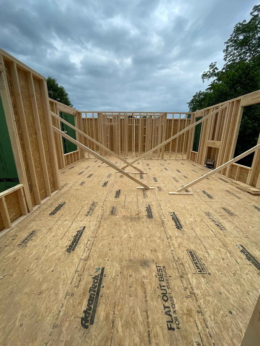 Wooden floor framing for a custom home under construction by Debuty Builders in Knoxville, TN