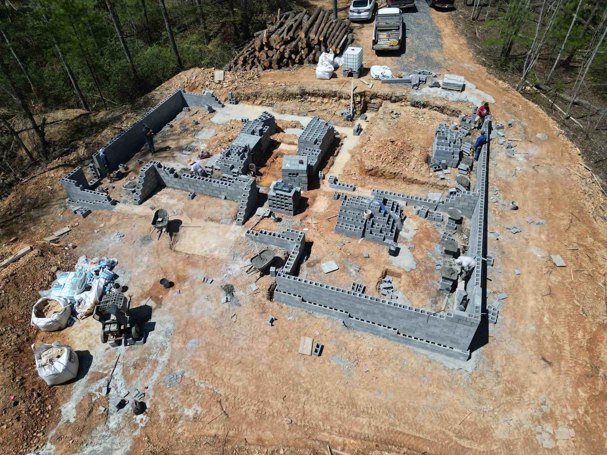 Aerial view of construction progress on custom home by Debuty Builders in Knoxville, TN