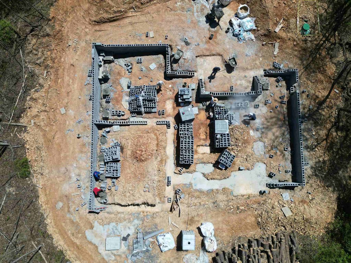 Aerial view of foundation being built for a custom home by Debuty Builders in Knoxville, TN