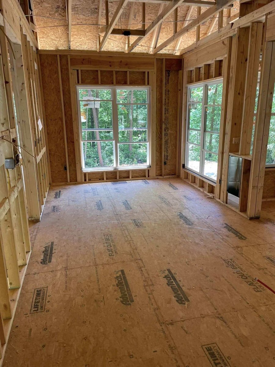 Inside view of framed room for custom home by Debuty Builders in Knoxville, TN