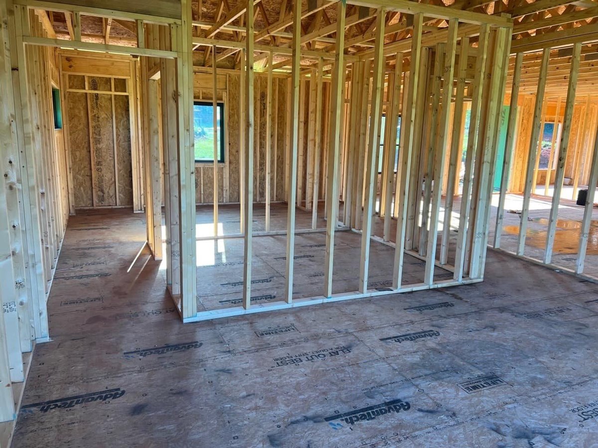 Wooden wall framing inside custom home under construction by Debuty Builders, Knoxville, TN