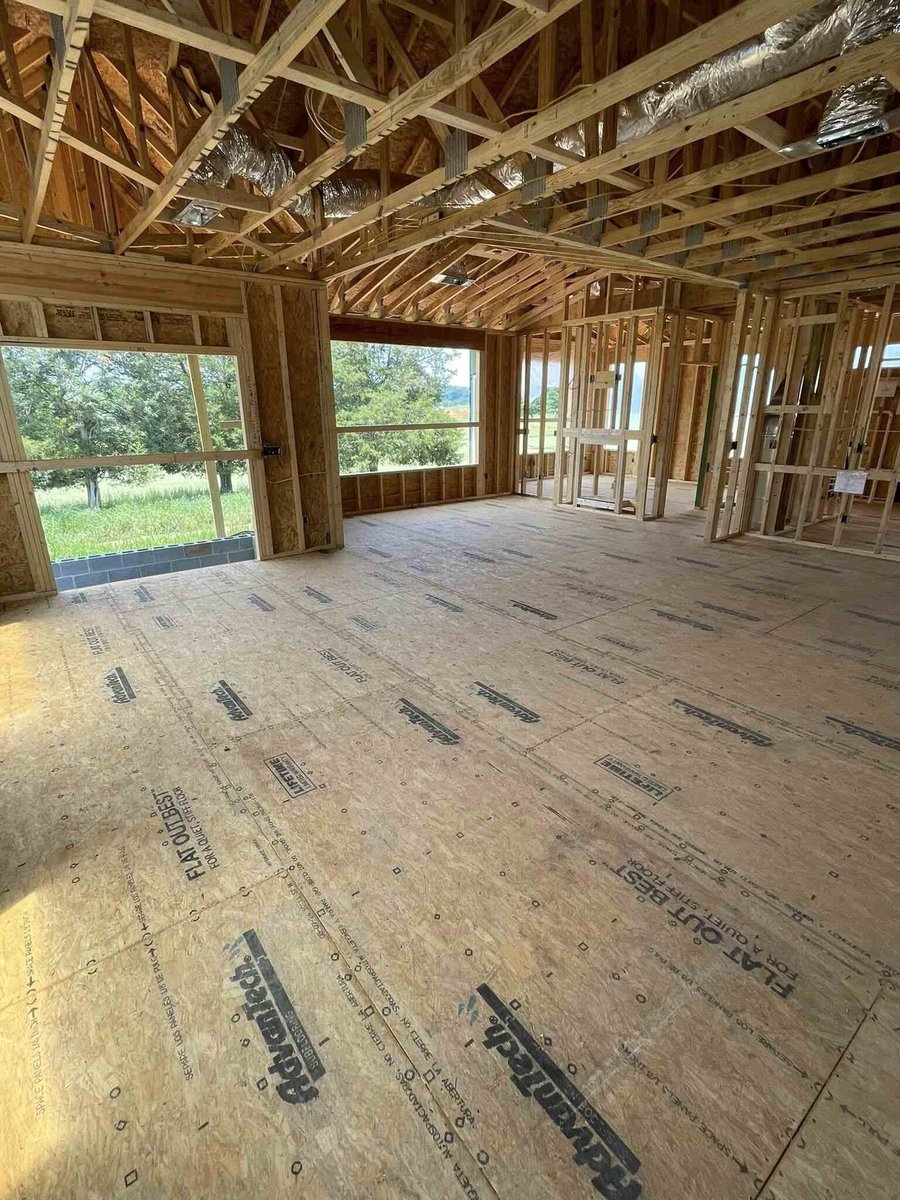 Spacious interior framing with large windows for a custom home, Debuty Builders, Knoxville, TN