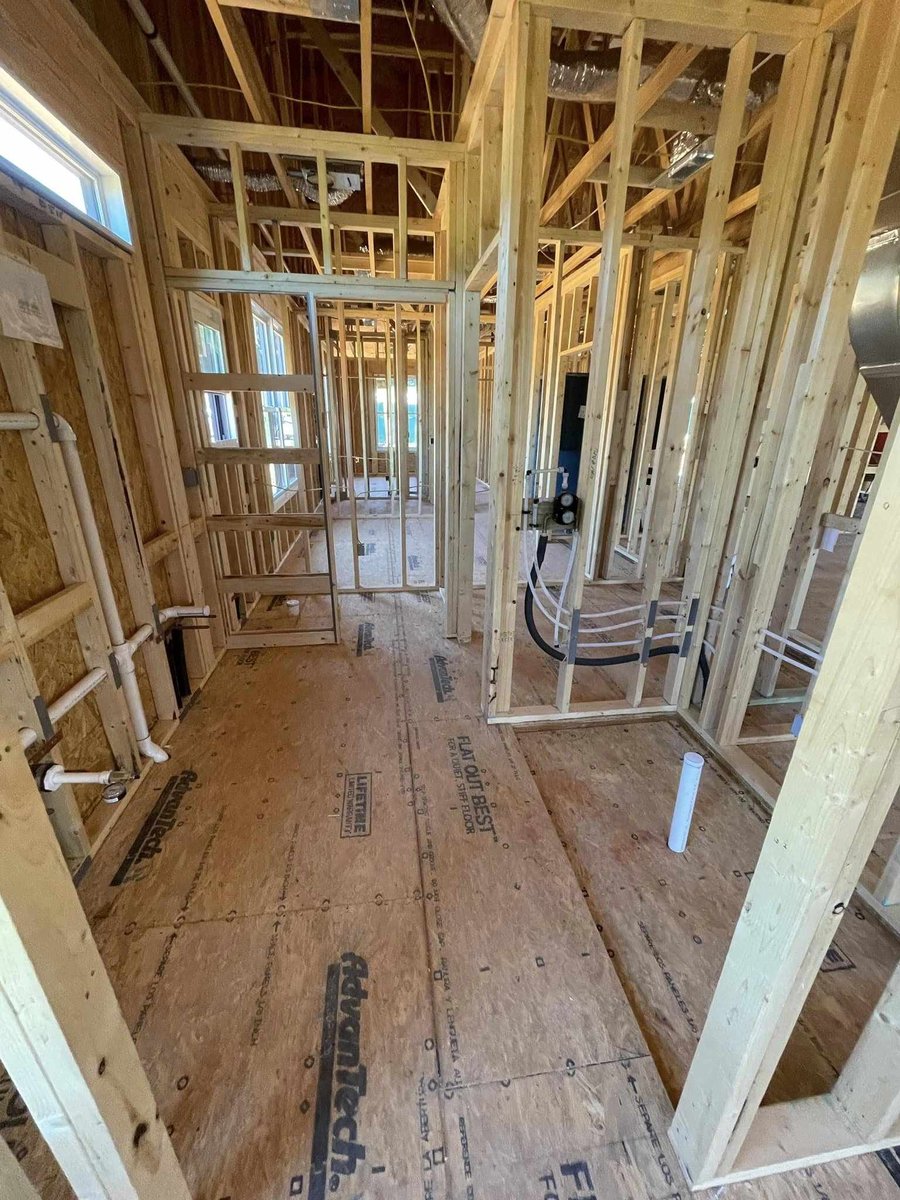 Wooden frame for plumbing installation in custom home construction, Debuty Builders, Knoxville, TN