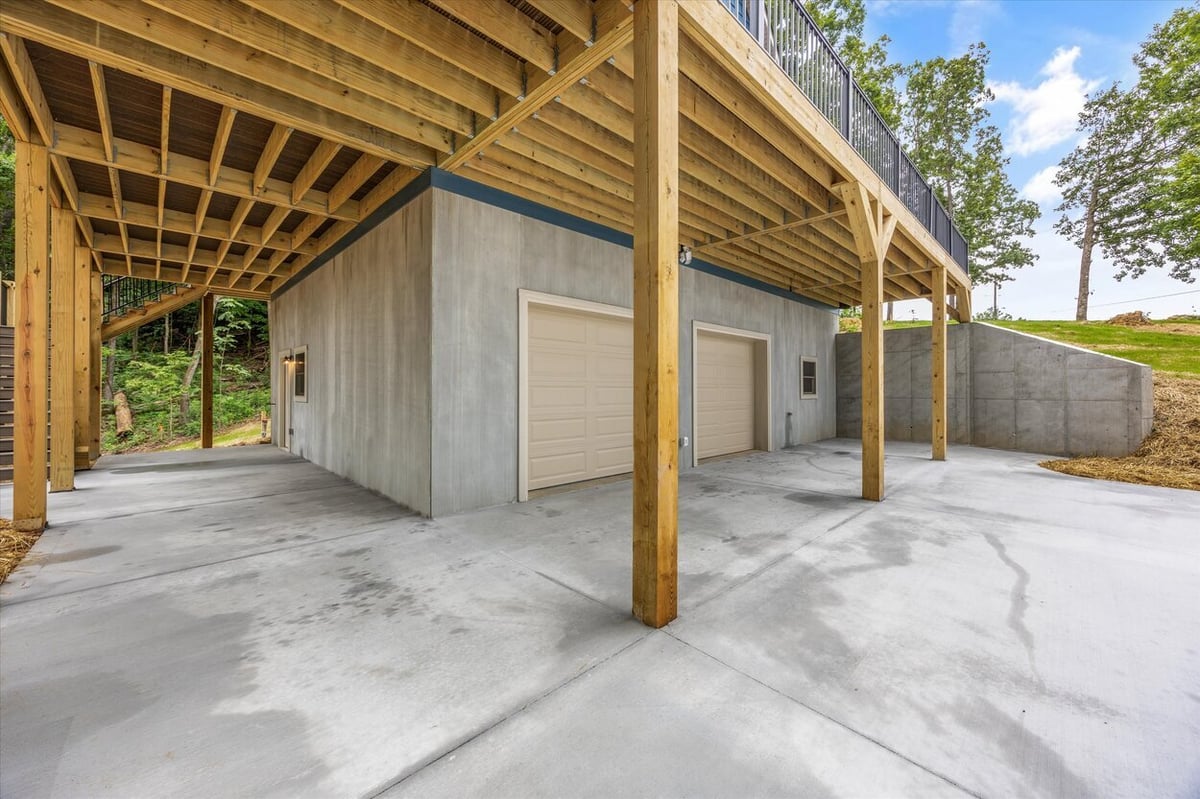 Covered garage and under-deck storage area in Friendsville Custom Home in Knoxville, TN